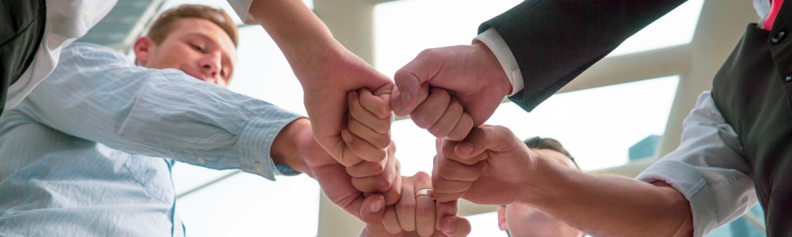 Solavita team collaboration and unity symbolized by group fist bump, emphasizing teamwork and commitment to excellence in renewable energy solutions