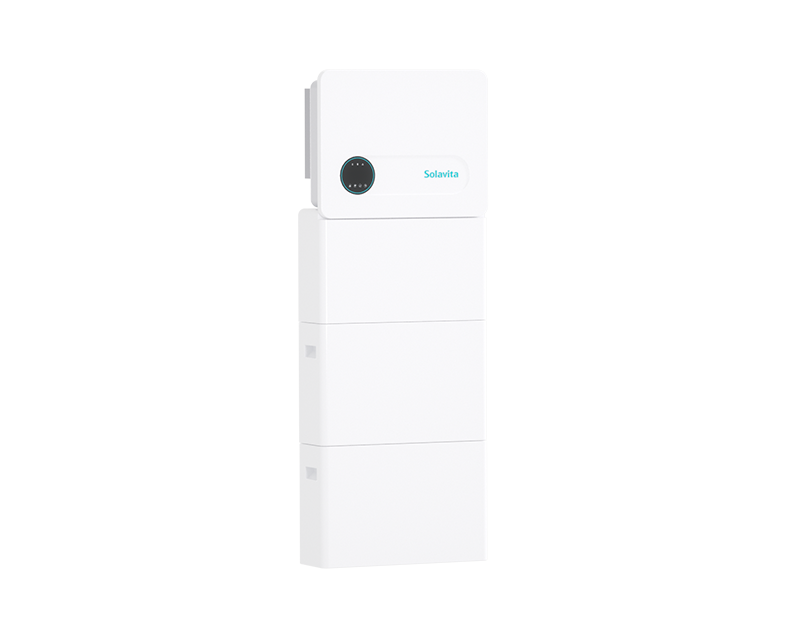 Solavita SWES3-6H-S1 all-in-one residential battery system, featuring a sleek, wall-mounted white unit with integrated inverter and battery storage, ideal for efficient home energy management.