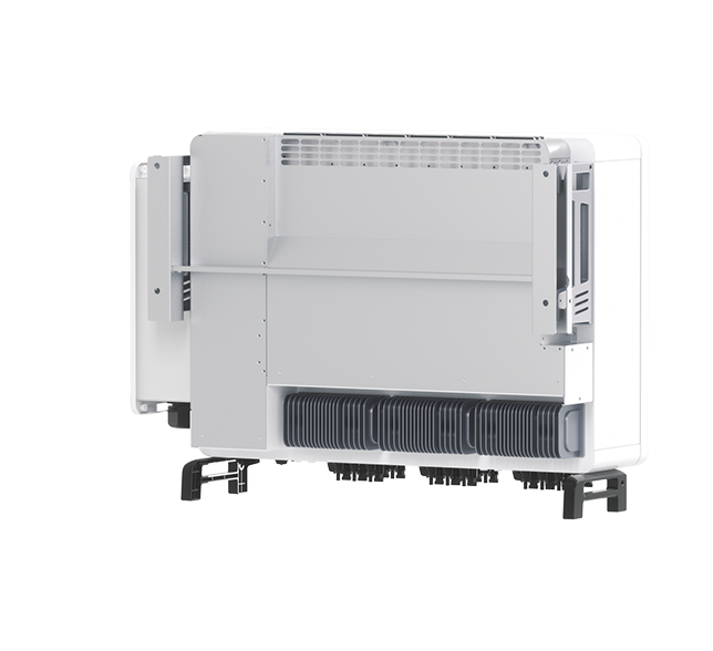 Back view of the Solavita on-grid inverter, highlighting its cooling fins and structural design for optimal heat dissipation in solar energy systems