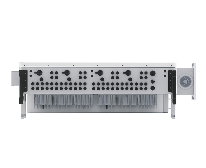 Bottom view of Solavita on-grid 320kw inverter showcasing PV input and communication ports, designed for efficient integration in solar energy systems, ideal for commercial and industrial installations