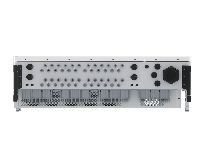 Bottom view of Solavita on-grid 125kw inverter showcasing PV input and communication ports, designed for efficient integration in solar energy systems, ideal for commercial and industrial installations