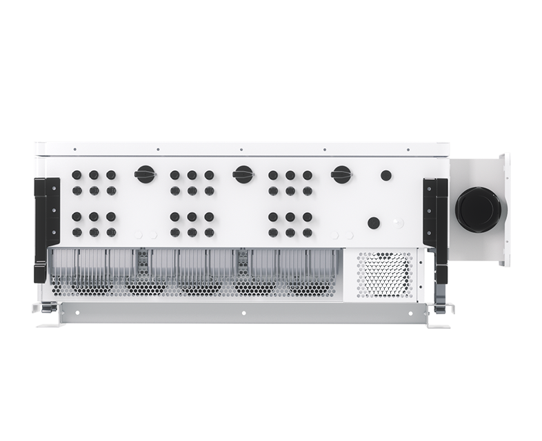 Bottom view of Solavita on-grid 125kw inverter showcasing PV input and communication ports, designed for efficient integration in solar energy systems, ideal for commercial and industrial installations